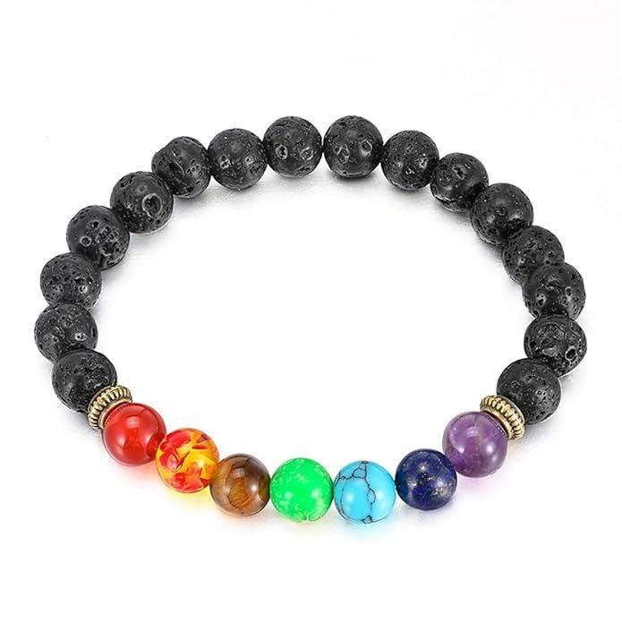 7 Chakra Healing Bracelet with Lava Beads