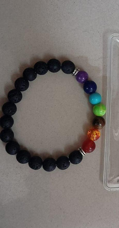 7 Chakra Healing Bracelet with Lava Beads