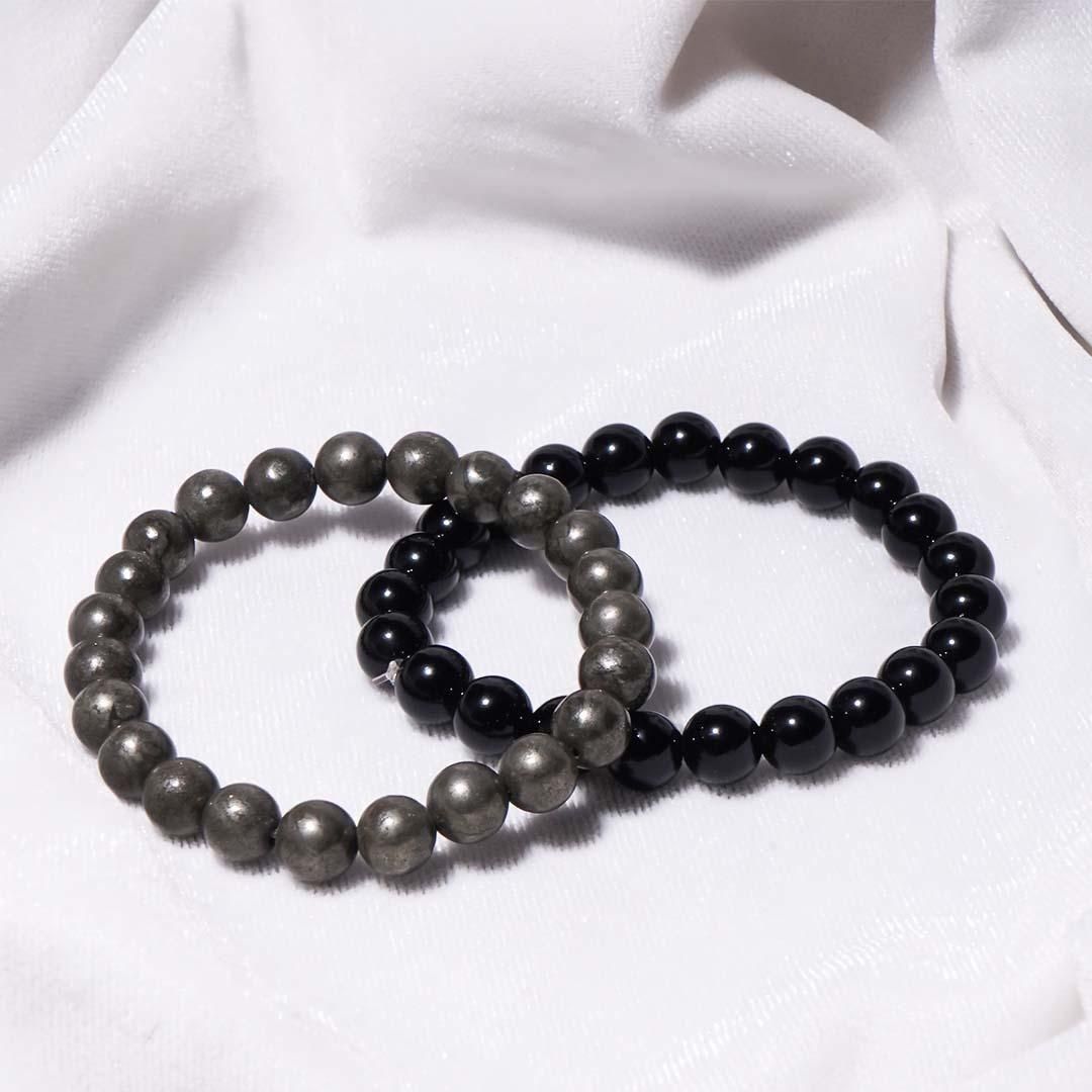 Riche Rich Original Stone Pyrite Obsidian Bracelete Combo