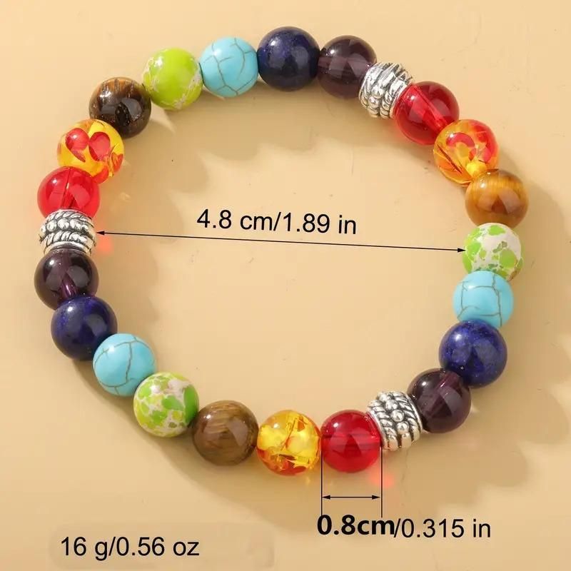 Classic 7 Beads Bracelet Natural Agates Bracelets Jewelry(Pack Of 2)