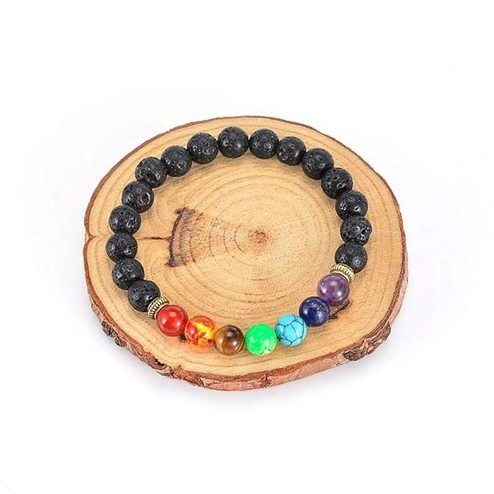 7 Chakra Healing Bracelet with Lava Beads