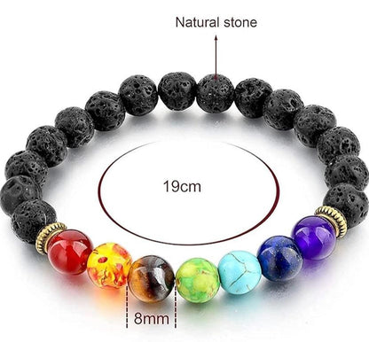 7 Chakra Healing Bracelet with Lava Beads